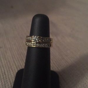 14k Yellow Gold Natural Diamond Wedding Ring Set